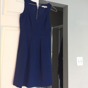 Royal blue paneled shift dress with  faux pockets
